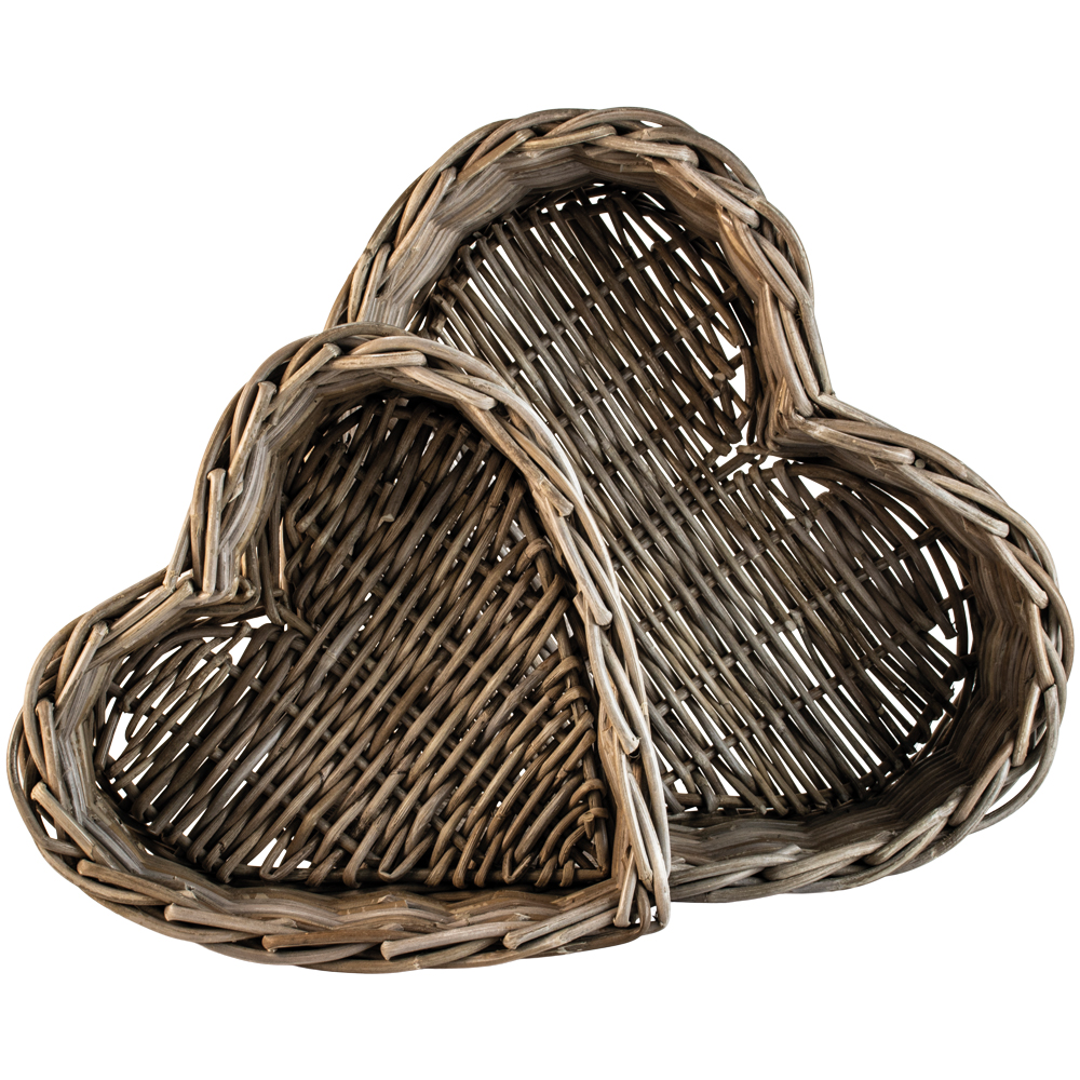 Set of Two Heart Kubu Baskets 45cm