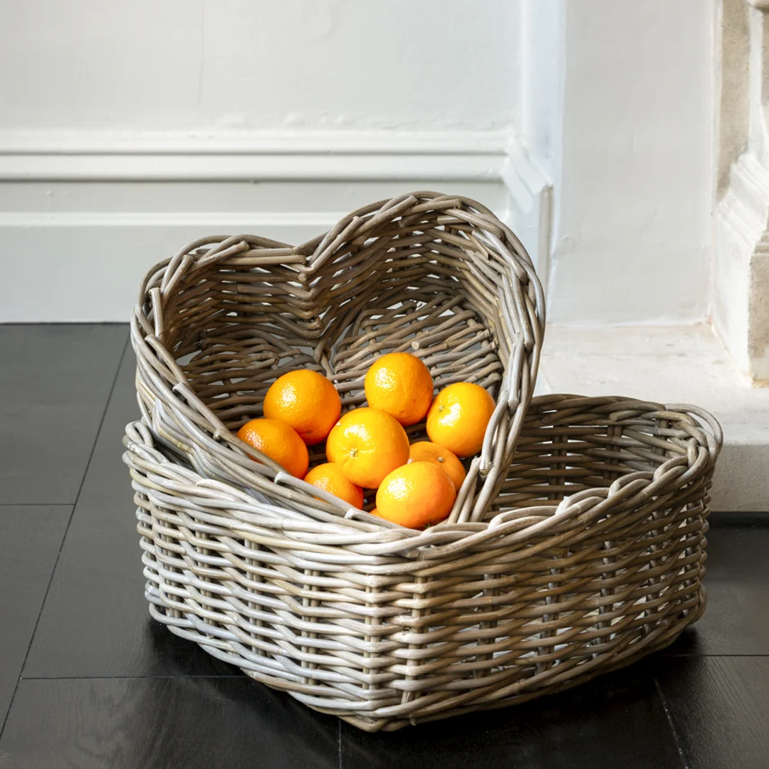 Set of Two Heart Kubu Baskets 45cm | Annie Mo's