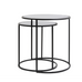 Set of Two Matt Black Metal and Glass Nesting Tables 52cm