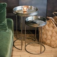 Set of Two Mirrored Fern Pattern Tray Tables 59cm | Annie Mo's