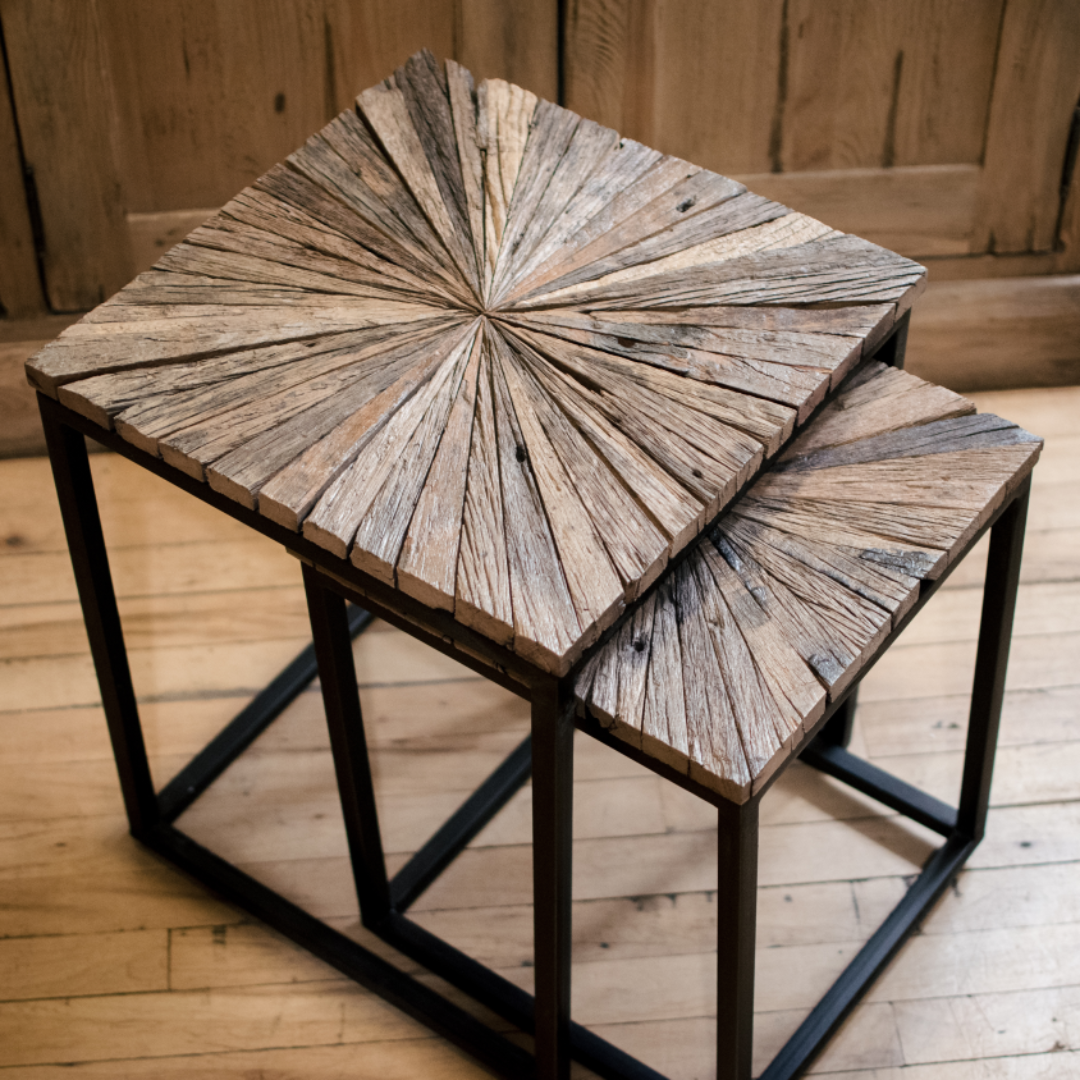 Reclaimed wood deals nest of tables