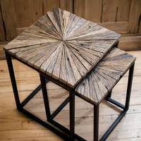 Set of Two Nesting Tables with Reclaimed Wood | Annie Mo's