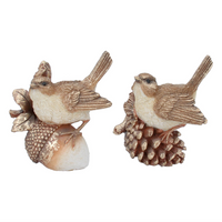 Set of Two Ornamental Brown and Gold Resin Birds 13cm | Annie Mo's