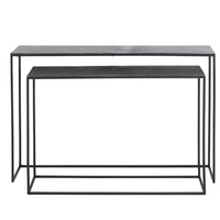 Set of Two Raw Lead and Antique Matt Black Console Tables 12cm | Annie Mo's
