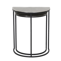 Set of Two Silver Effect Metal and Black Nesting Tables 55cm | Annie Mo's