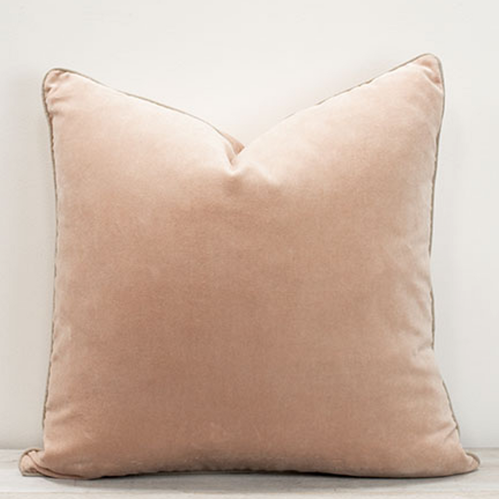 Shell Pink Velvet Cushion 50x50cm | Annie Mo's