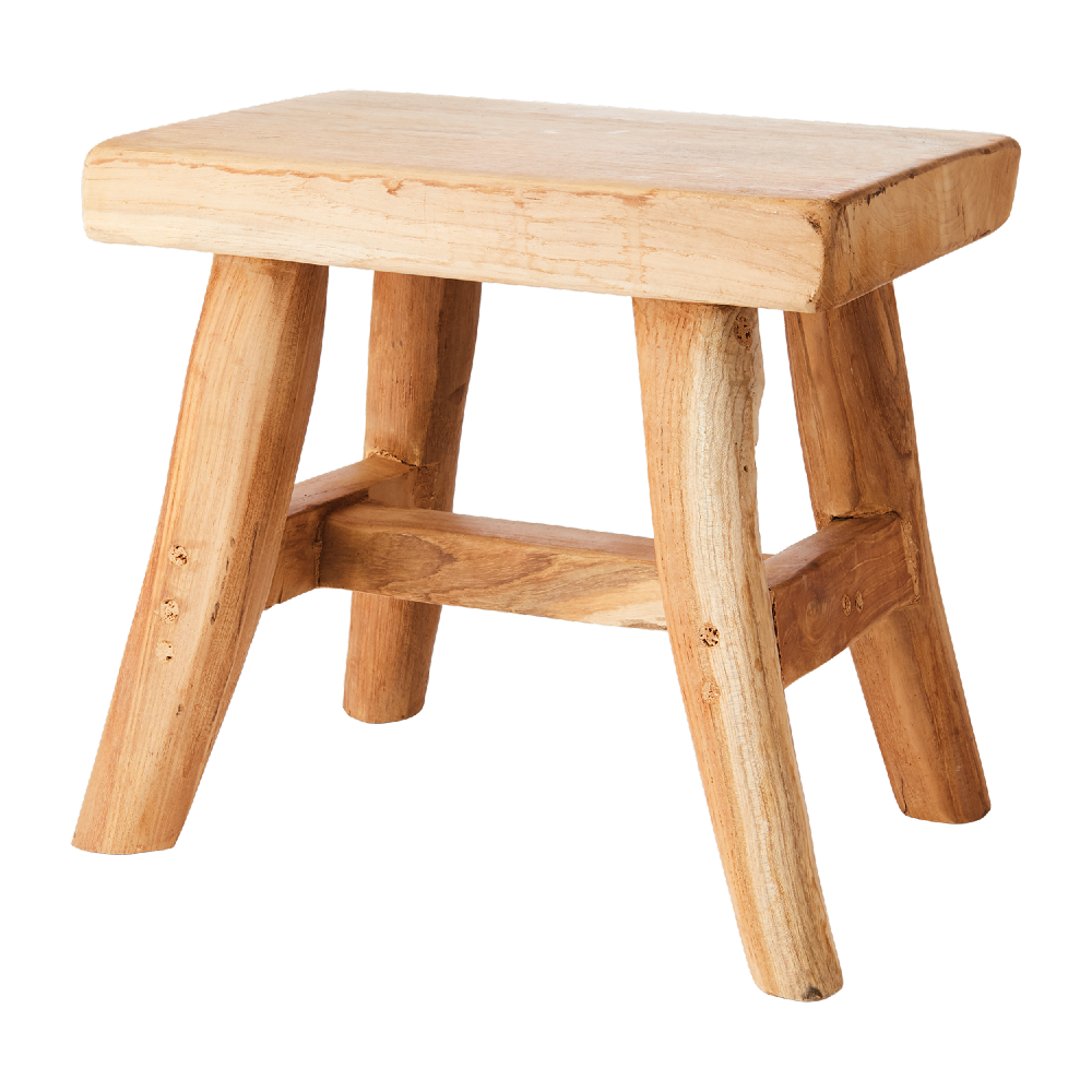 Small Natural Teak Occasional Stool 31cm | Annie Mo's