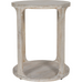 Solid Carved Wooden Side Table in Whitewash Finish 55cm