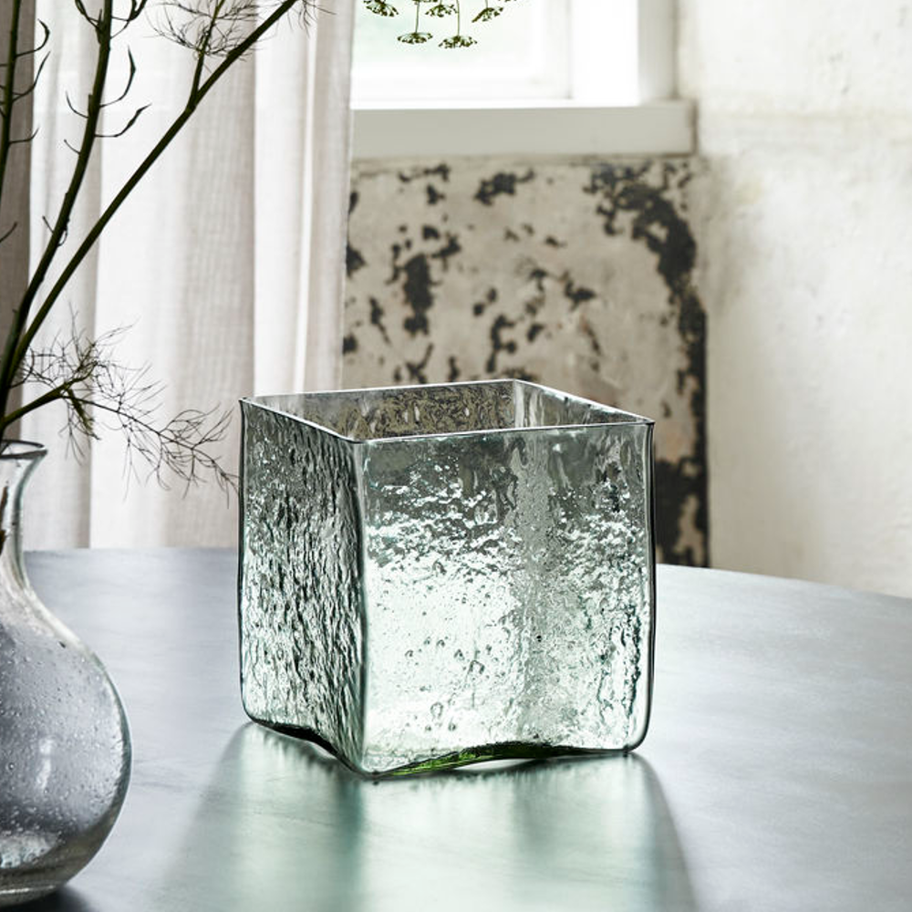 Square Light Blue Vase 18cm