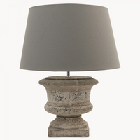 Squat Stone Lamp with Grey Shade 63cm | Annie Mo's