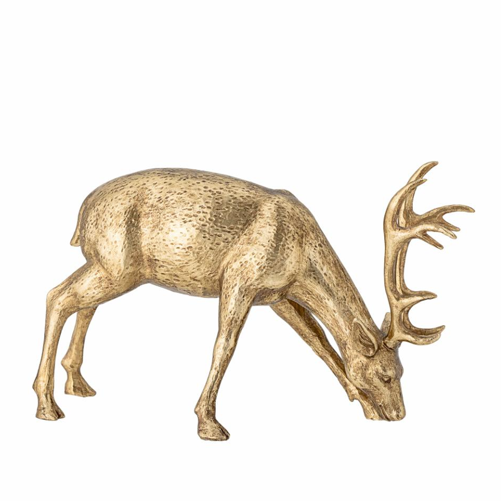 Standing Golden Resin Stag -  Feeding 36cm | Annie Mo's