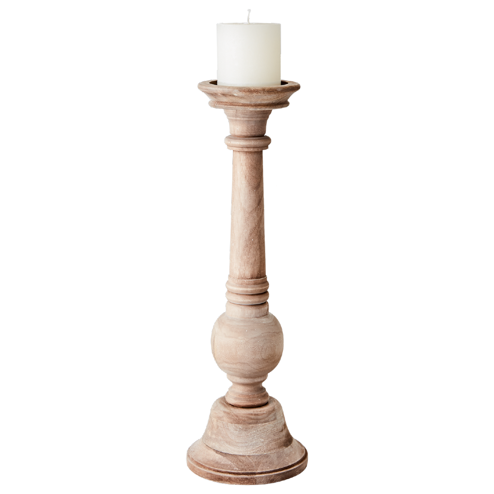Tall Natural Wood Pillar Candle Holder 62cm | Annie Mo's