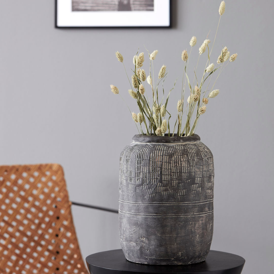 Tall Textured Cement Vase 31cm