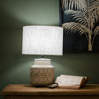 Taupe Ceramic Lamp with Shade 45cm