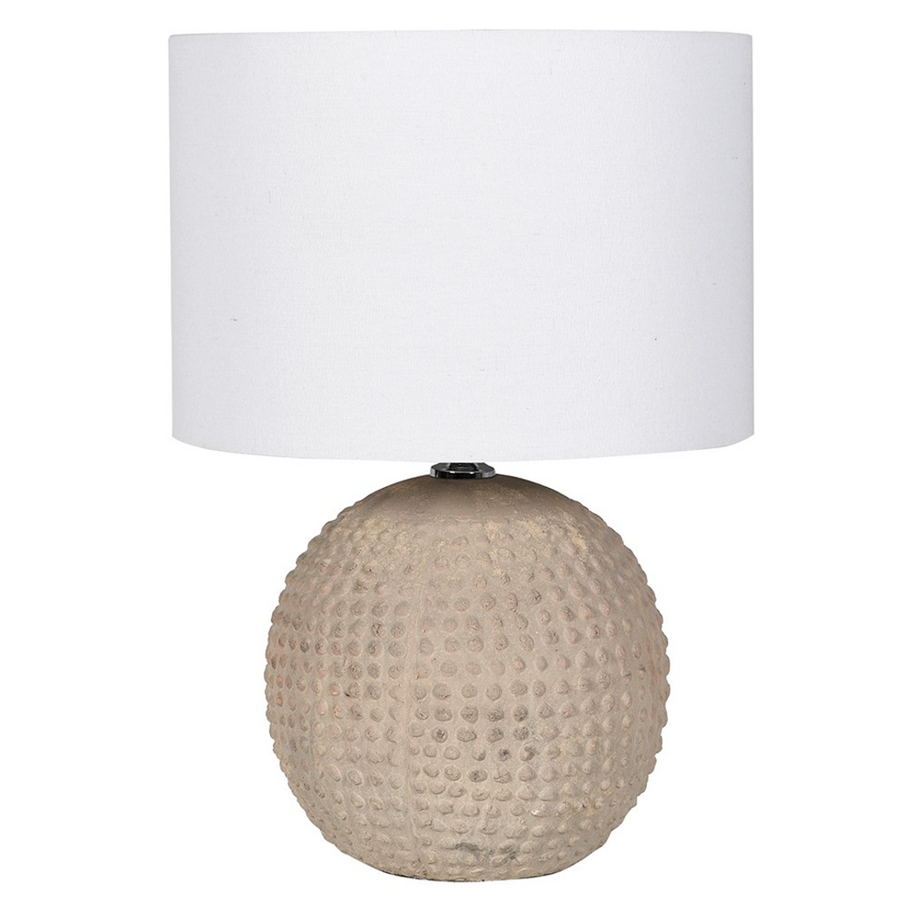 Taupe Round Bobbled Lamp with Linen Shade 53cm