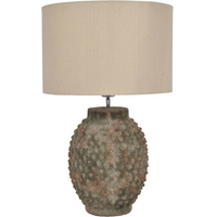 Terracotta Table Lamp with Neutral Linen Shade 63cm