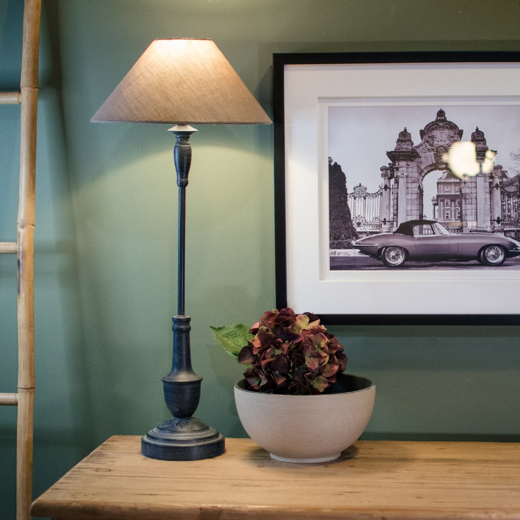 Thin Black Lamp with Grey Shade 69cm | Annie Mo's D