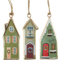 Three Assorted Metal Hanging Houses 11cm | Annie Mo's