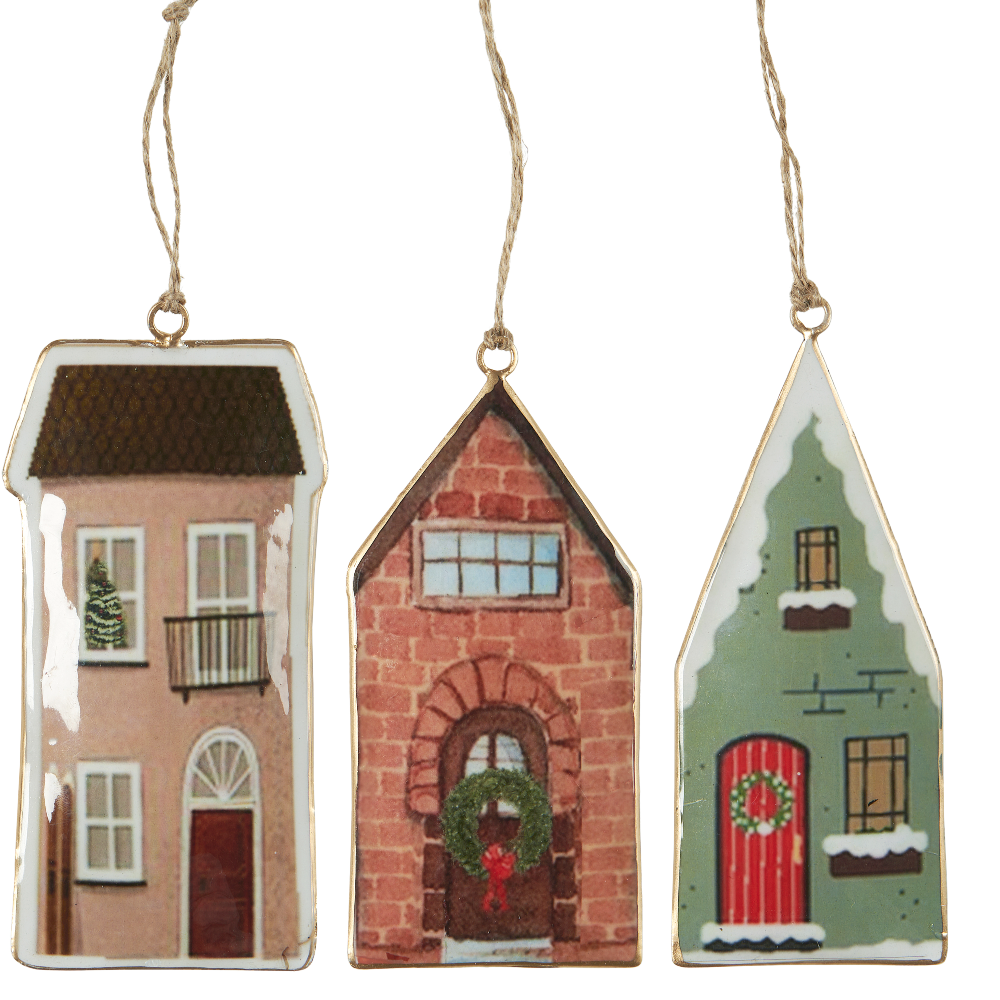 Three Assorted Metal Hanging Houses 15cm | Annie Mo's
