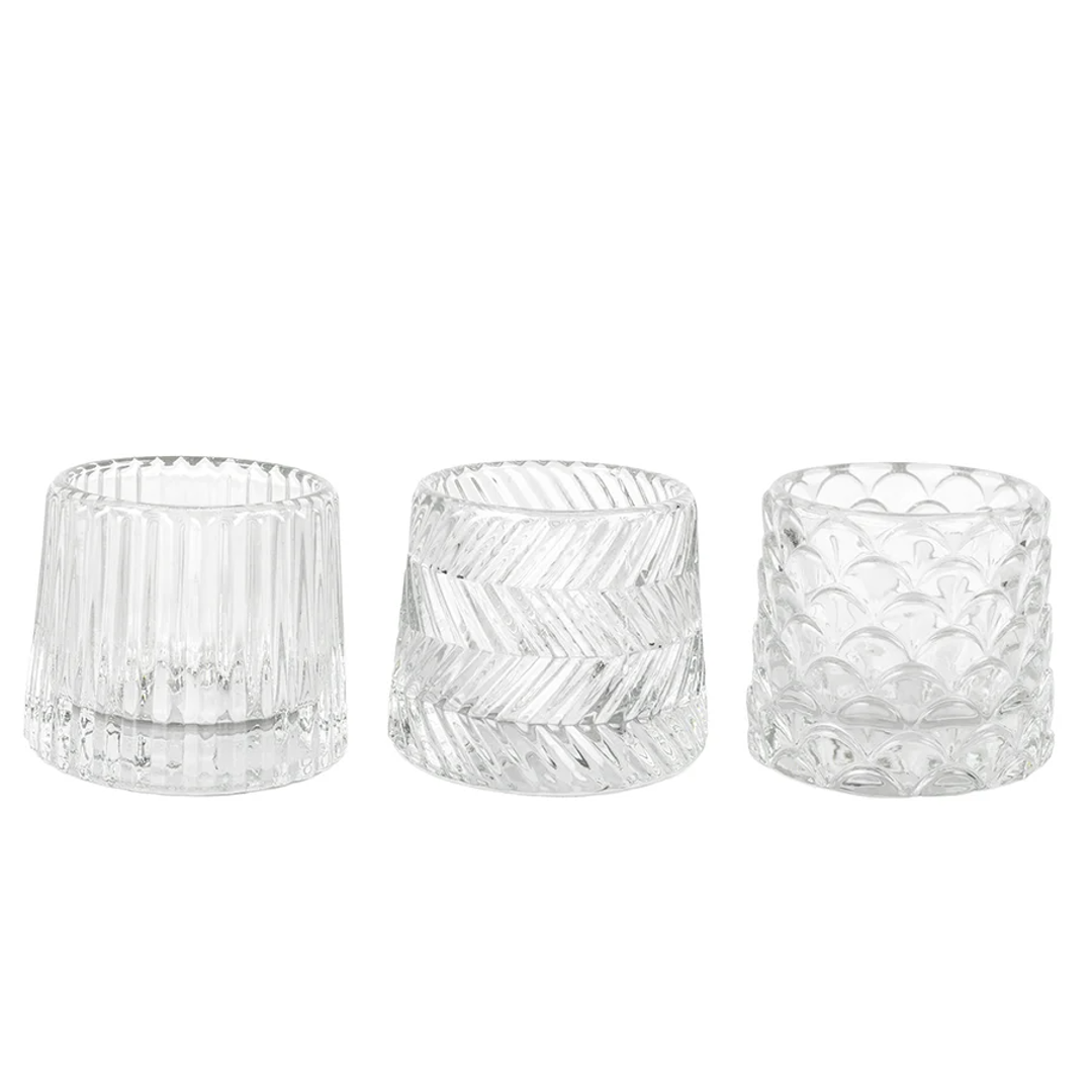 Three Assorted Tea Light Votives in Clear Glass 7cm | Annie Mo's