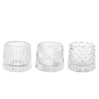 Three Assorted Tea Light Votives in Clear Glass 7cm | Annie Mo's