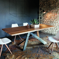 Toronto Dining Table with Walnut Top and Metal Edged Legs | Annie Mo's