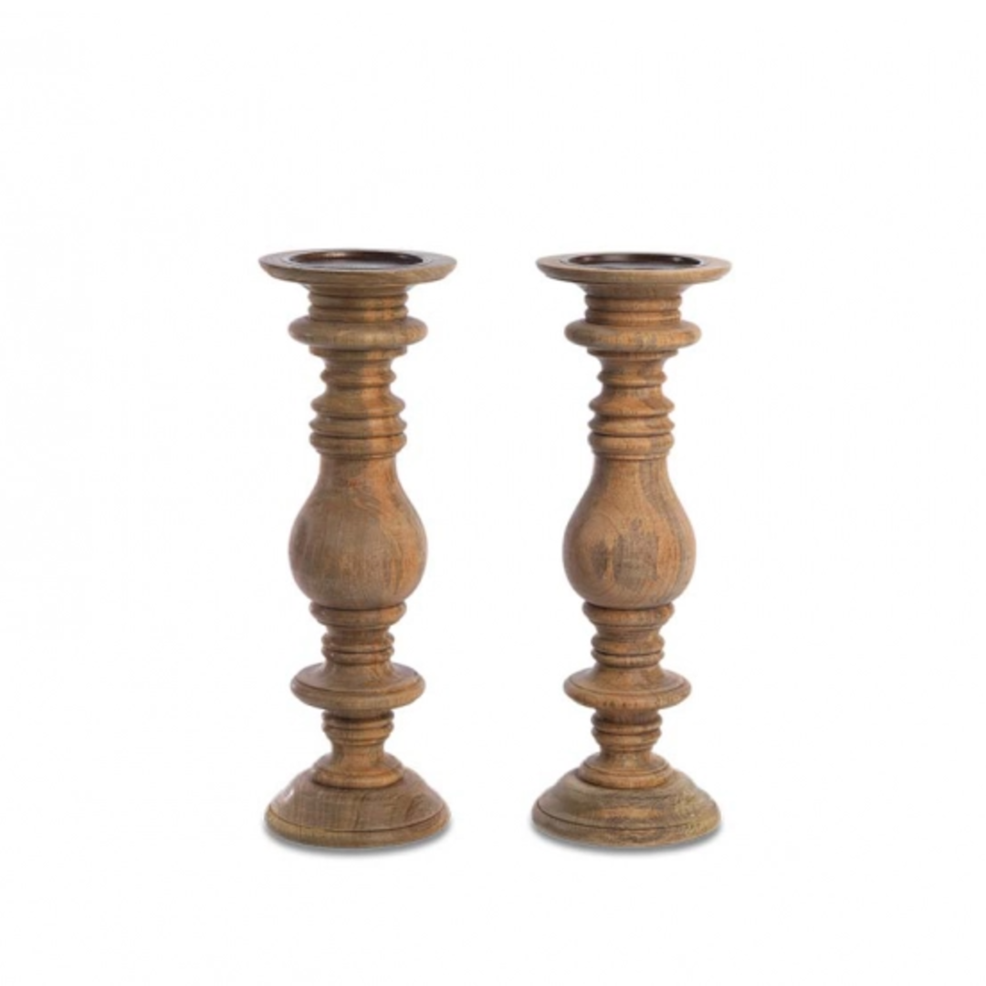 Turned Chunky Wood Candle Stick 46cm