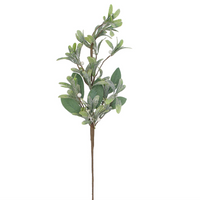 Two-Tone Green Leaf Branch with White Berry 62cm | Annie Mo's