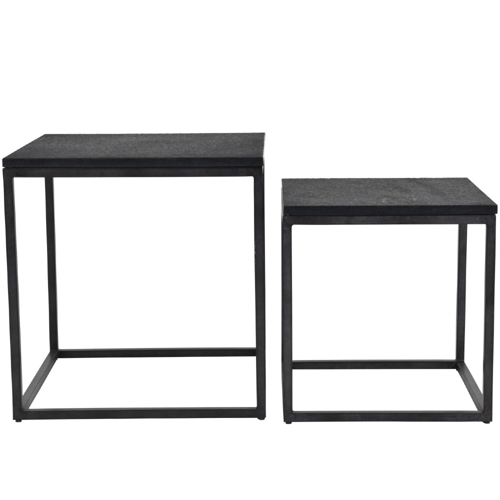 Two Nesting Tables in Iron and Galaxy Slate 56cm | Annie Mo's