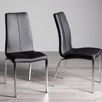 Benton Black Faux Leather Chairs ( Pair )