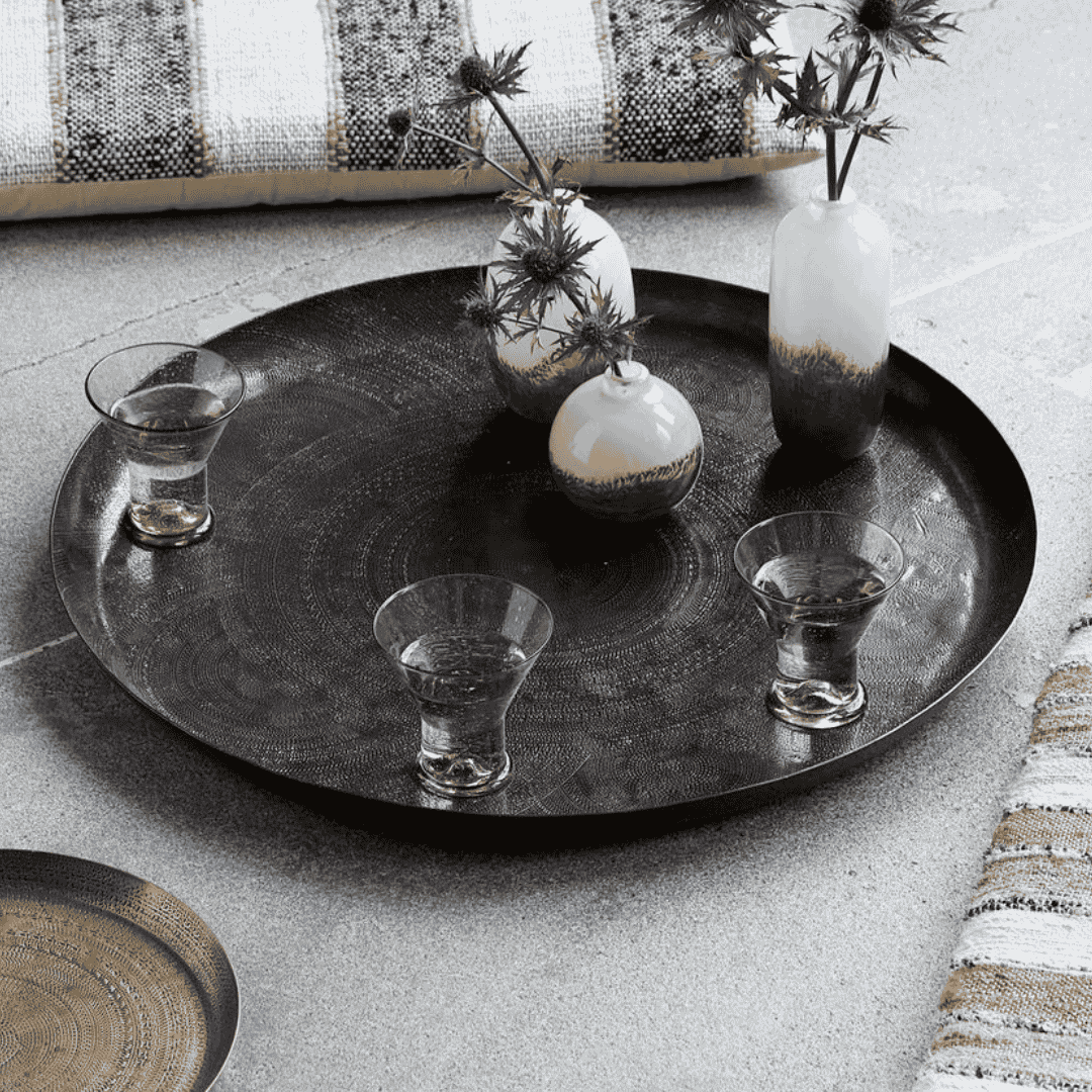 Antiqued Brown Metal Tray 60cm