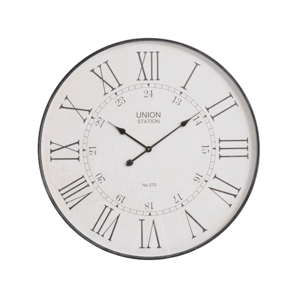 Antiqued Grey Wall Clock 80cm | Annie Mo's