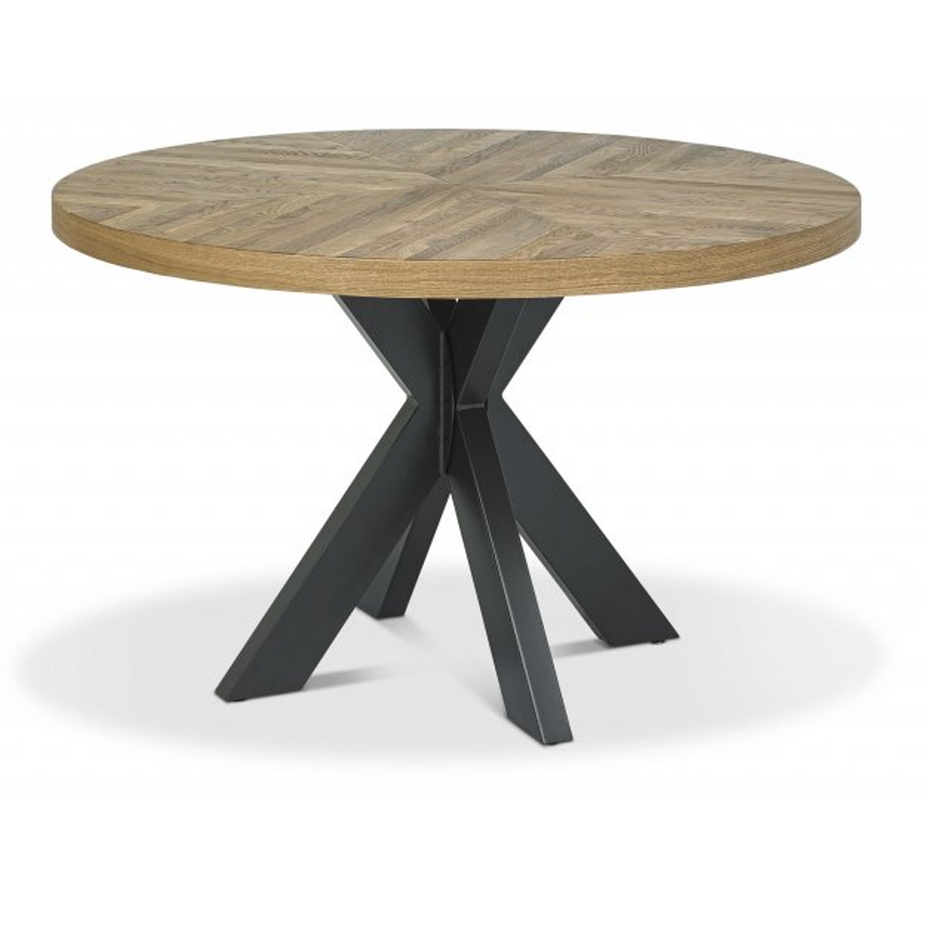 Ellipse Rustic Oak Four Seat Circular Dining Table
