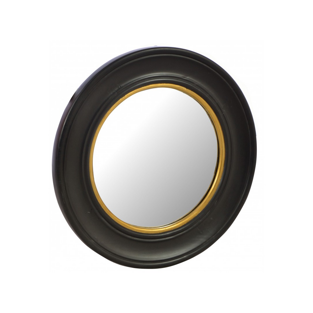 Vintage Look Black Round Mirror 60cm | Annie Mo's