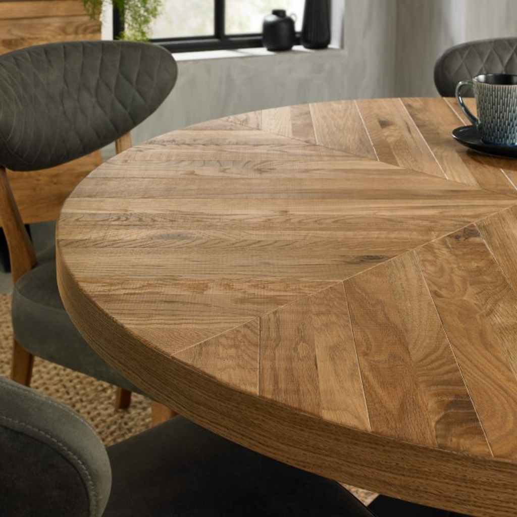 Ellipse Rustic Oak Four Seat Circular Dining Table Annie Mo s