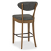 Ellipse Rustic Oak Upholstered Bar Stool- Dark Grey Fabric (Pair)