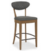 Ellipse Rustic Oak Upholstered Bar Stool- Dark Grey Fabric (Pair)