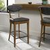Ellipse Rustic Oak Upholstered Bar Stool- Dark Grey Fabric (Pair)