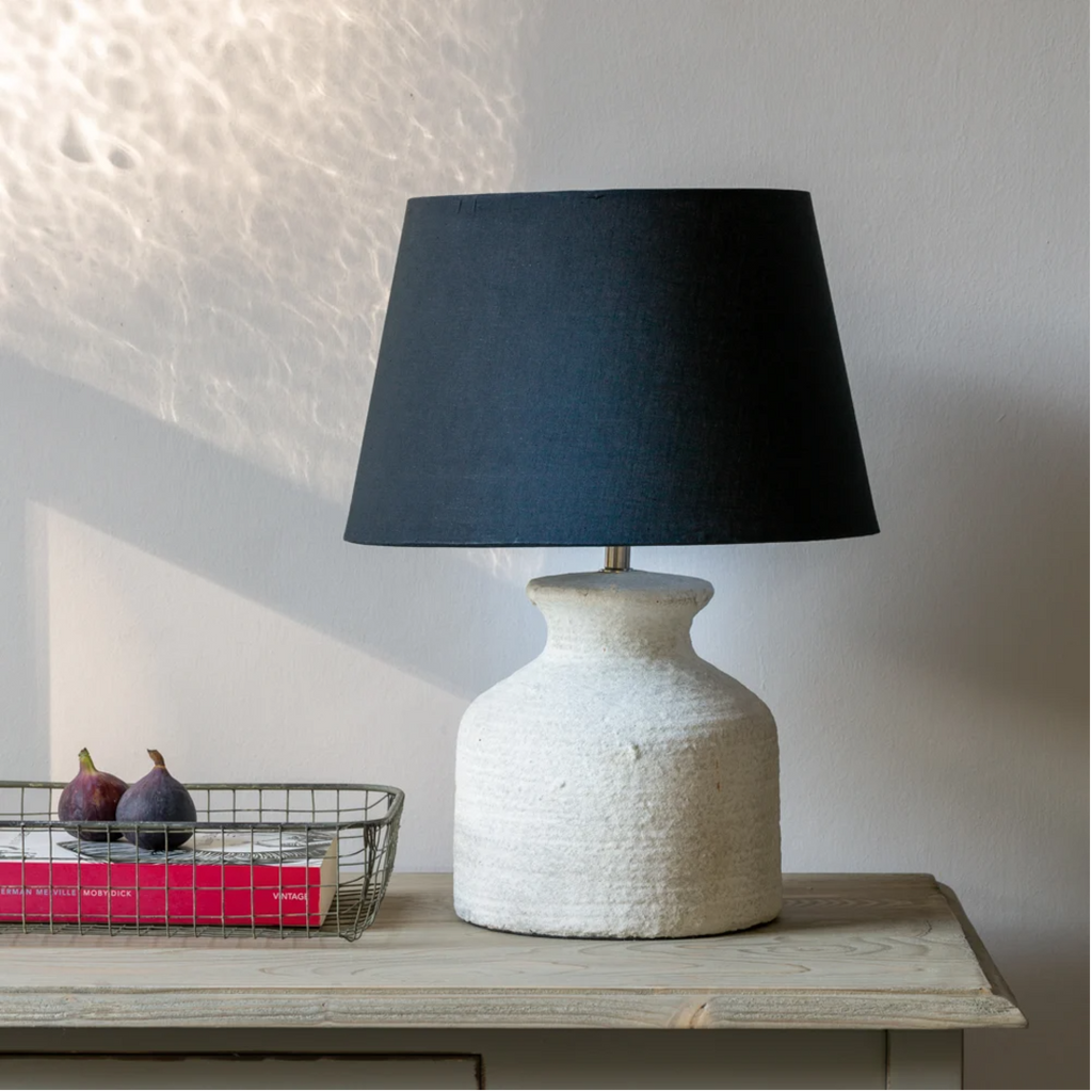 Small Stoneware Lamp with Black Shade 42cm | Annie Mo's