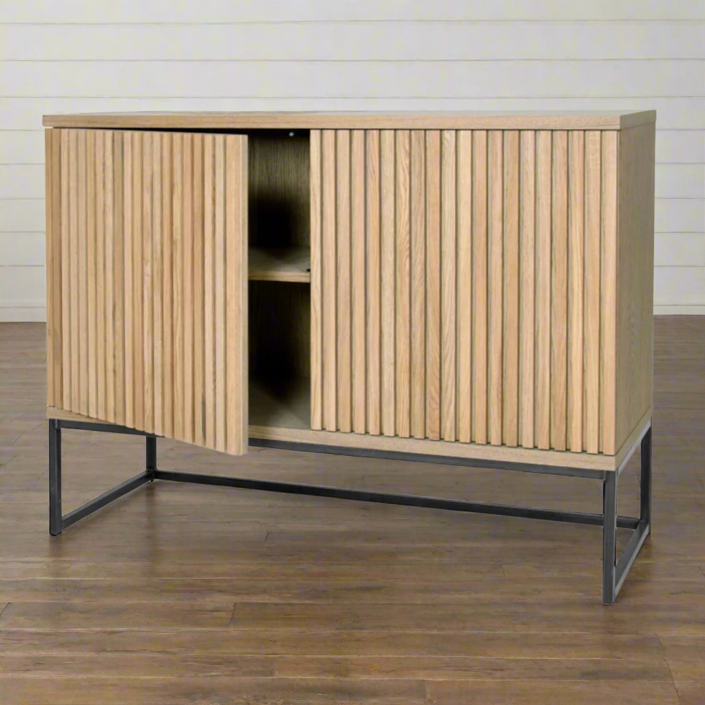Timo Two Door Sideboard with Slatted Front 90cm High