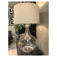 Bubbled Glass Lamp with Grey Herringbone Shade 91cm | Annie Mo's