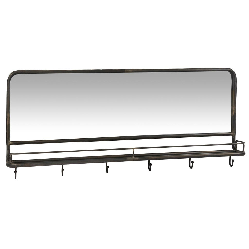 Black Mirror with Hooks and Shelf | Annie Mo's