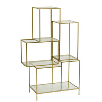 Display Rack in Gold Effect Metal with Glass Shelves | Annie Mo's
