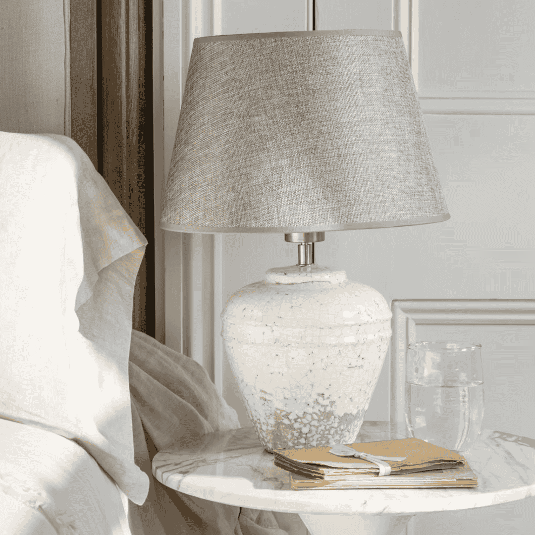 Vesta Stoneware Lamp with Grey Shade 40cm