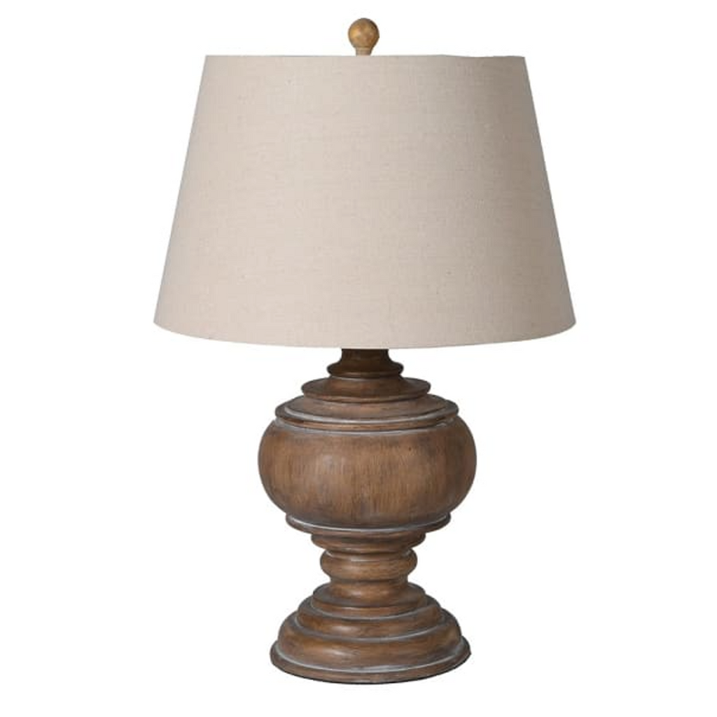 Wood Effect Turned Lamp with Shade 60m | Annie Mo's