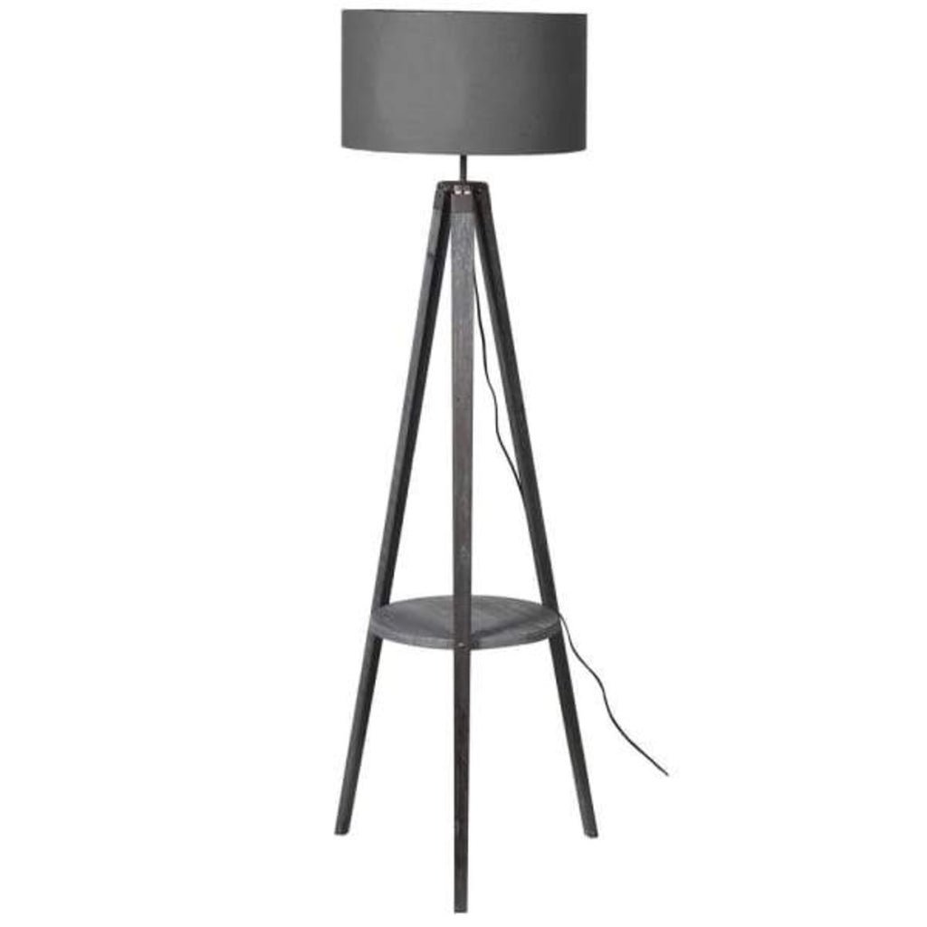 Wooden Floor Lamp With Grey Shade 162cm | Annie Mo's