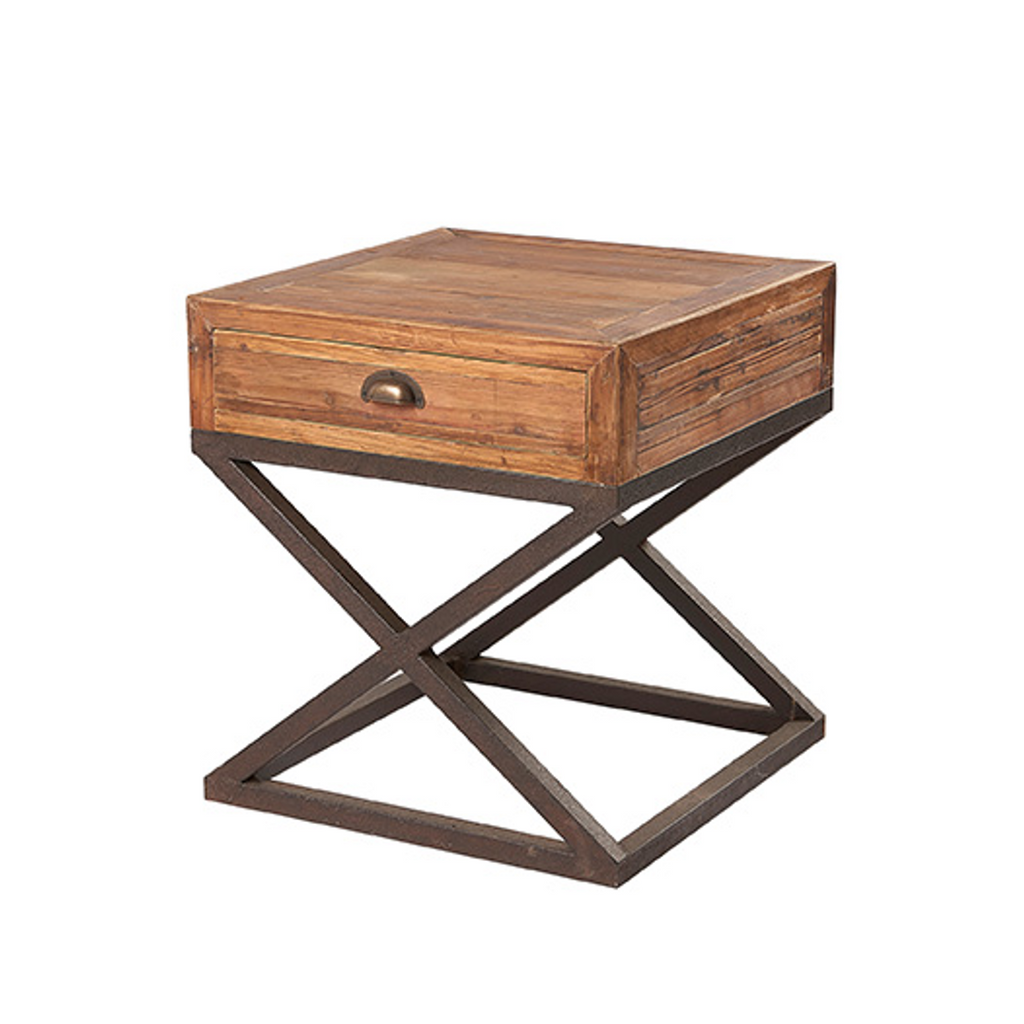 X Based Side Table with One Drawer 55cm | Annie Mo's