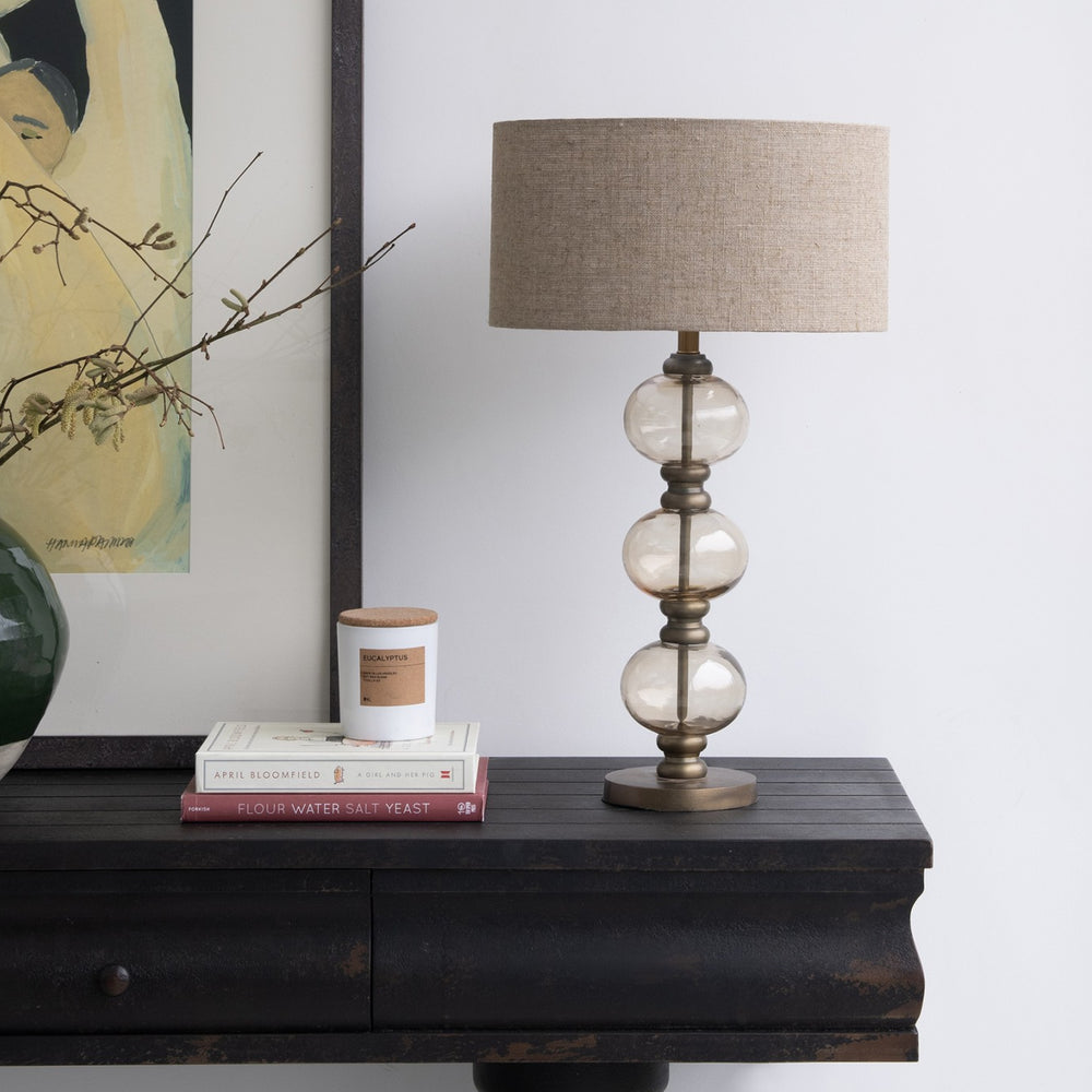 Antiqued Golden and Glass Bobble Lamp with Shade 60cm | Annie Mo's
