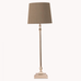 Clifton Nickel Candlestick Lamp with Grey Linen Shade