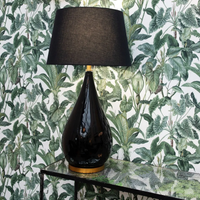 Clifton Glass Teardrop Lamp with Black Linen Shade